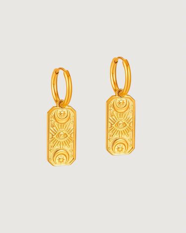 EYE OF LIGHT HOOP EARRINGS 18K GOLD PVD PLATING - STUDIO JO STORE